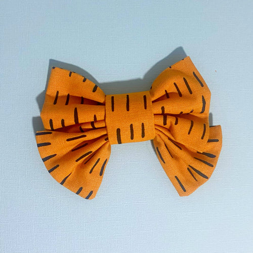 Orange Pattern Dog Bow