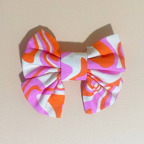 Orange Pattern Dog Bow