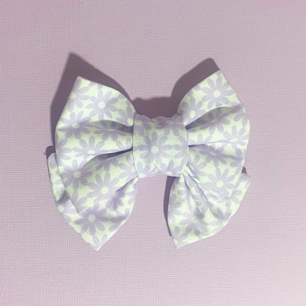 Purple Flower Dog Bow