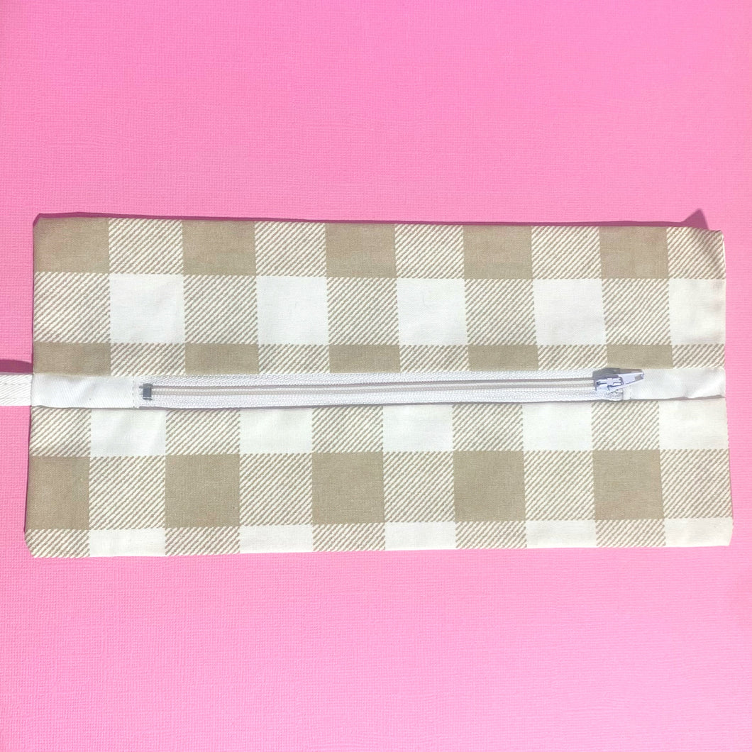 Brown Gingham Pouch