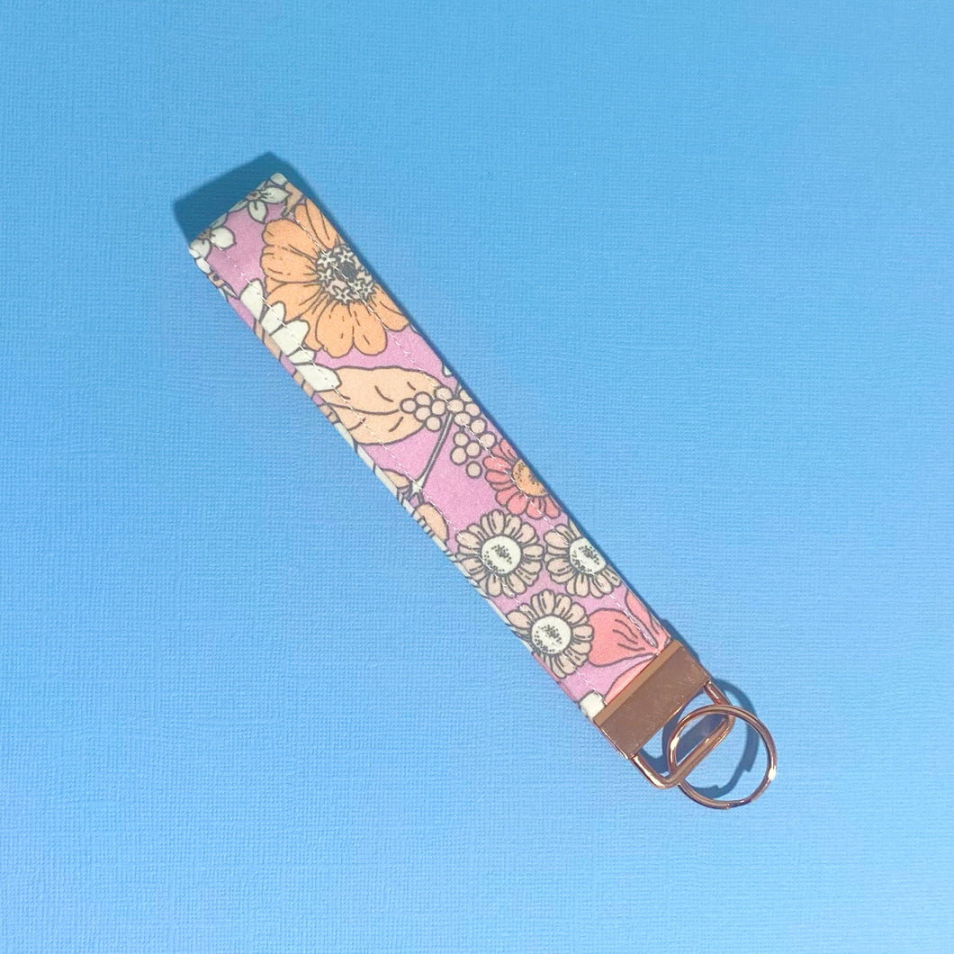 Pink Floral Key Cozy